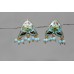 Gold Plated Sterling Silver Enamel Meena Pendant Earring Turquoise Bead Stone